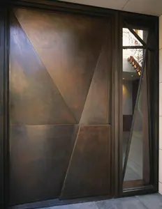 Villa maison entrée principale extérieure luxe portes en cuivre conceptions porte extérieure métal laiton sur mesure
