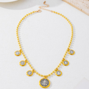 Collier Saint Benoît fait main en acier inoxydable étanche et inaltérable, perles et médailles religieuses en fausses perles pour femmes catholiques - Product Image 3