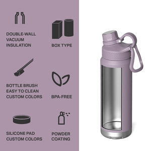<span class=keywords><strong>Botella</strong></span> de Agua Deportiva de Metal Negra con Logotipo Personalizado de Súper Calidad, <span class=keywords><strong>Botella</strong></span> de Agua Aislada al Vacío de Acero Inoxidable de <span class=keywords><strong>Doble</strong></span> Pared de 24 oz - Product Image 4