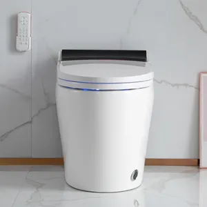 Современный белый автоматический промывка и автоматическая высыхание пола для ванной комнаты умный туалет с дистанционным управлением
