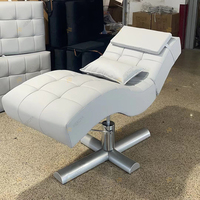 Nouveau Design Lit d'Esthétique Blanc pour Cils et Visage Moderne Réglable en Hauteur Incurvé avec Fauteuil pour Salon de Beauté