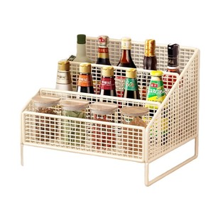Condiment <b>Storage</b> Rack 2 Tier Countertop Rust Resistant <b>Kitchen</b> Organizer With Compartments For Food And Spices - Product Image 5