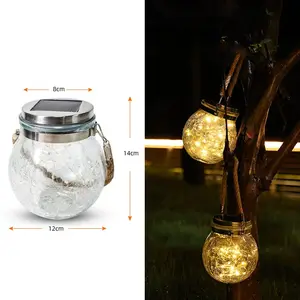 Hot Selling Decor Christmas Ball Glass lamp Solar Light Outdoor Led Garden Hanging Lamp Led Hanging Solar Fairy Lights