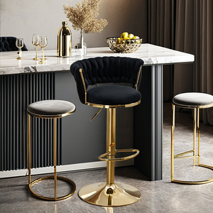 <span class=keywords><strong>Fauteuil</strong></span> commercial en velours bleu Tabourets hauts de luxe pour <span class=keywords><strong>table</strong></span> à manger pour bureau à domicile et chaises de bar et de restaurant de cuisine - Product Image 6