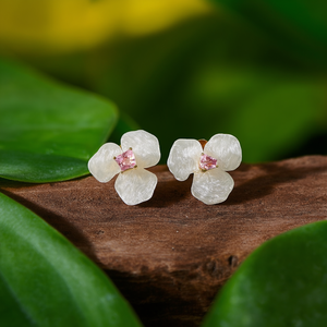 Fashion <b>Stud</b> <b>Earrings</b> 316L Stainless Steel PVD Gold Plating Sustainable Resistant Pink <b>Crystal</b> Flower Design - Product Image 3