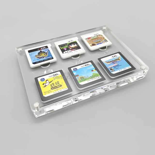 Compatible Nintendo 3DS Magnetic Switch 6 Cartridge Slots Protective Holder Clear Acrylic Game Card Case Box