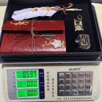 Ensemble de stylos plume en feuille d'or antique avec carnet en cuir fait main, pot d'encre et coffret cadeau pour mariage, anniversaire ou cadeau d'affaires