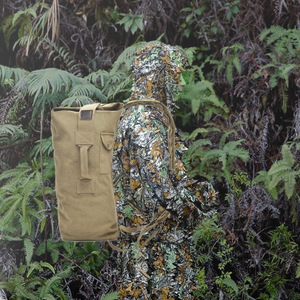 Akaima Sac à dos en toile pour hommes, grande capacité, sac de voyage et d'étude en plein air, compatible avec ordinateur portable de 14 pouces, couleur unie vert militaire kaki - Product Image 2
