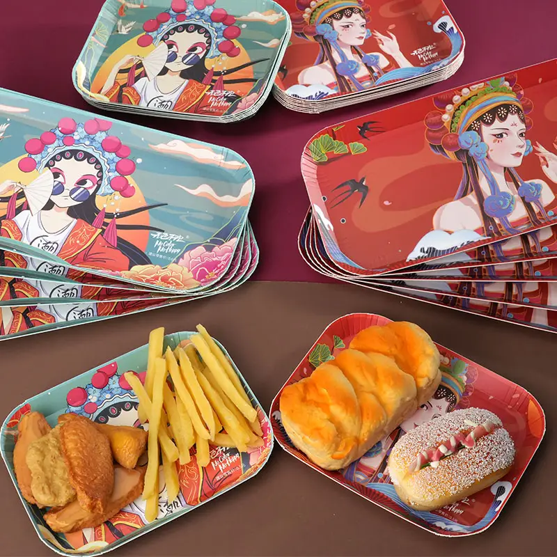 French Fries Fried Chicken Hot Dogs Oil-proof Fast Food Paper Box Chinese style Food Grade Paper Food Boat Tray