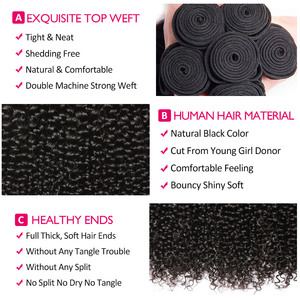 <span class=keywords><strong>Extensiones</strong></span> de Cabello Humano Baratas al por Mayor: Paquetes de Cabello Indio Virgen Rizado Kinky <span class=keywords><strong>con</strong></span> Cutícula Alineada y Doble Trama - Product Image 3