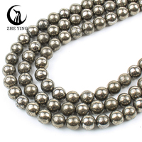 Zhe Ying 6mm 8mm 10mm Runde Naturstein Pyrit Perlen Armband Heil kristall Lose goldene Pyrit Perlen