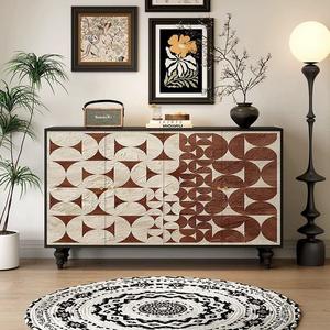 Aparador Retro Francés de Madera Maciza, Mueble de Almacenamiento para Sala de Estar con 5 Compartimentos - Product Image 2