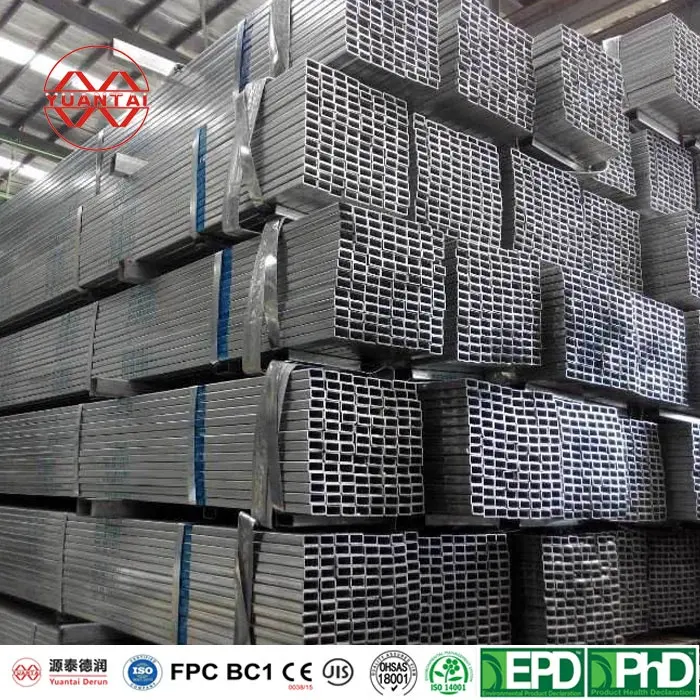 Greenhouse structure Zinc Coated GI Tube square galvanized welded steel pipe Metal rectangular tube price galvanized square pipe