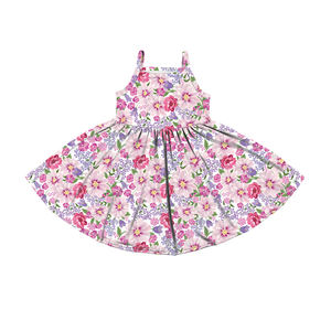 BQ-526-XXM Vestido de Verano para Niñas, Estilo Nuevo, Estampado Personalizado, Sin Mangas, Casual, con Gran Falda Rodada - Product Image 3