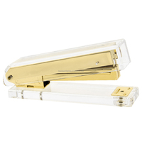 Nouvelle machine à relier manuelle de bureau en acrylique transparent avec couvercle en plastique, couleur or clair, pour papeterie de bureau sur table