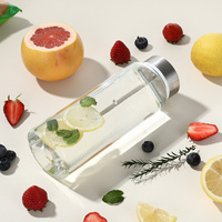 Bouteille d'eau en verre borosilicate à fond épais et large ouverture, 1000 ml, transparente, avec logo personnalisé