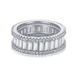Dylam 925 Full Pink <b>Cz</b> Band Wedding <b>Rings</b> Engagement Sterling Silver 5aaaaa Baguette <b>Cz</b> Diamond Shine for Women - Product Image 1