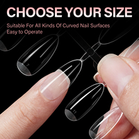 AILLSA 168 pièces, 14 tailles, faux ongles en acrylique, couvrance totale, formes Amande, Carré, Cercueil, Ovale, finition semi-mate, pré-limés, en gel souple, pour manucure française