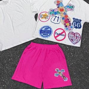 Ensemble 2 pièces Y2K d'été décontracté pour homme : T-shirt court oversize et short, imprimé par sublimation et sérigraphie, style streetwear, vente en gros - Product Image 3