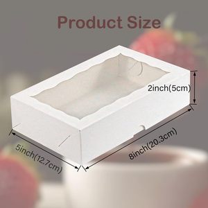 DOPONE 50 Cajas <span class=keywords><strong>de</strong></span> Cartón Reciclables Blancas <span class=keywords><strong>de</strong></span> 8x5x2 Pulgadas para Panadería con Ventana y Recubrimiento UV para Brownies Cubiertos <span class=keywords><strong>de</strong></span> <span class=keywords><strong>Chocolate</strong></span> - Product Image 3