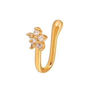 Bijou de <span class=keywords><strong>piercing</strong></span> pour le nez, pétale de <span class=keywords><strong>diamant</strong></span>, anneau non perçant, clip d'oreille en forme de fleur, <span class=keywords><strong>faux</strong></span> anneau de nez pour femmes et filles - Product Image 3