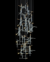 Projet Personnalisé de Décoration Éclairage en Verre Led de Lustre Pendentif Lumière Hall Hôtel Escalier Moderne en Verre de Murano 80 Pendentif Gratuit