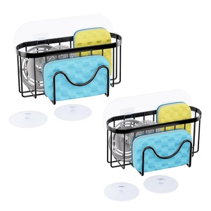 304 Stainless Steel Modern Kitchen Sponge Rack Suction Cup Drain Rack Eco-Friendly Wall-Mounted Nail-Free Storage for Hotel Use - Product Image 1