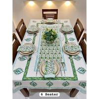 NOUVEAU JAIPUR INTERNATIONAL Nappe et serviettes de table modernes imprimées à la main en coton 100% à motifs floraux pour 6 personnes Rajasthan