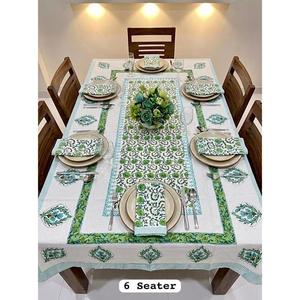 NOUVEAU JAIPUR INTERNATIONAL Nappe et serviettes de table modernes imprimées à la main en coton 100% à motifs floraux pour 6 personnes Rajasthan - Product Image 3