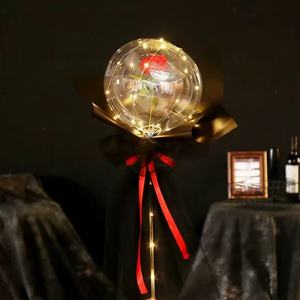 Ramo de Rosas de Alta Calidad para el Día de San Valentín 2026, Globos <span class=keywords><strong>Bobo</strong></span> de PVC Transparente con Luz LED, Set de Regalo de Navidad, Decoración - Product Image 6