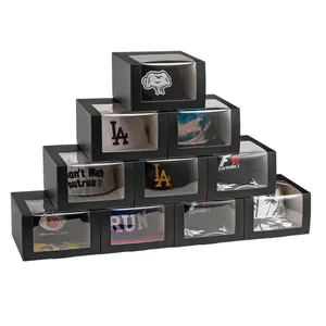 Lusso grande stoccaggio carta cartone scorrevole cassetto berretto da Baseball abbigliamento imballaggio scatole cappello nero con coperchio