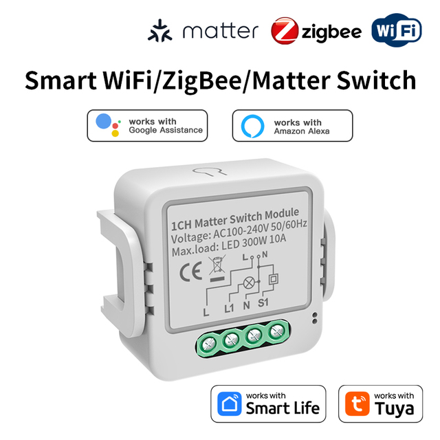 RSH WiFi Zigbee Smart Light Switch Module Alexa Google 240V 10A 1 2 3 4 Gang DIY Breaker Relay ABS