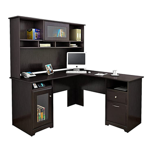 Moderno a buon mercato in legno nero semplice ed economico <span class=keywords><strong>computer</strong></span> scrivania tavolo da studio mobili da ufficio set con libreria - Product Image 2