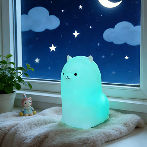 โคมไฟซิลิโคนรูปอัลปาก้าสำหรับเด็ก โคมไฟสร้างบรรยากาศในห้องนอนเด็ก เหมาะสำหรับห้องเด็กธีมมิตรภาพ - Product Image 2