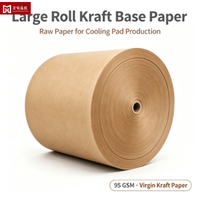 Grand rouleau de papier kraft vierge industriel, matière première brune naturelle pour le traitement des rideaux humides en nid d'abeille