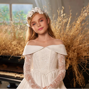 Abito bianco <span class=keywords><strong>per</strong></span> bambini abito da sposa principessa <span class=keywords><strong>bambina</strong></span> abito Pompadour - Product Image 5