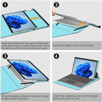 Housse de protection pour portefeuille à angles multiples avec porte-stylet de poche en cuir PU pour Microsoft Surface Pro 9