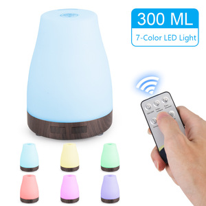 Difusor de aromaterapia eléctrico de grano de madera, humidificador de Aroma de 300ML, aceite esencial, 7 Led de Color, con control remoto - Product Image 6