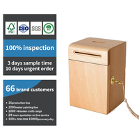 Boîte à monnaie en bois de hêtre poli à la main, personnalisée, avec double fente supérieure, verrouillable, pour ranger argent liquide, pièces de monnaie, économies et souvenirs