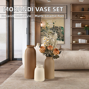 Morandi Color Series Matt Ceramic Vase Large Medium <b>Small</b> Three Piece Set Modern Eco-friendly Dining <b>Table</b> <b>TV</b> Cabinet Ornament - Product Image 2