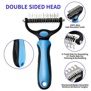 OEM Dog <b>Bath</b> <b>Brush</b> Stainless Steel Double Sided Deshedding Dematting Comb Eco-Friendly Pet Fur Knot Cutter Grooming Tools Sizes - Product Image 4