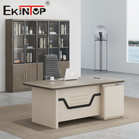 Ensemble de bureau de direction moderne Ekintop, bureau de direction en bois avec armoire latérale, armoire à dossiers pour bureau professionnel