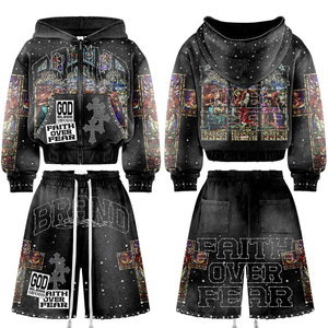 Modern Casual Wear Custom Labels and Bulk Manufacturing Service Men's Two Piece Hoodie and Shorts <b>Set</b> For Sale In Low Price - Product Image 3