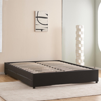 Cadre de lit double XDS moderne sans tête de lit fixe, rembourré, avec 4 tiroirs de rangement pour chambre d'hôtel
