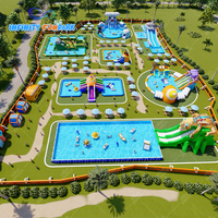 Toboggan aquatique gonflable avec piscine, parc aquatique multi-thèmes, parc aquatique gonflable de qualité commerciale pour l'extérieur