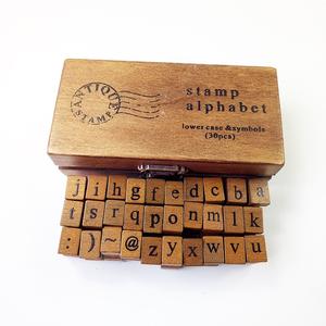 Juego de Sellos de Goma con Letras <span class=keywords><strong>Mayúsculas</strong></span> <span class=keywords><strong>y</strong></span> <span class=keywords><strong>Minúsculas</strong></span>, Estilo Retro Vintage, en Caja de Madera, 30 Piezas por Caja, para Decoración Artesanal - Product Image 1