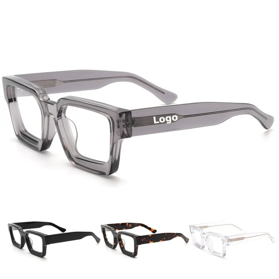 2022 ~ 2024売れ筋カスタムロゴ高品質ファッション厚いアセテート女性光学メガネフレーム眼鏡男性卸売