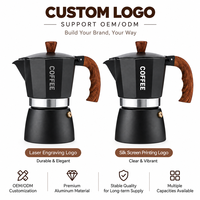 Cafetière Moka en aluminium Kingze avec logo personnalisé, 150 ml, 300 ml, pour la maison, le bureau, le café, le camping, l'extérieur