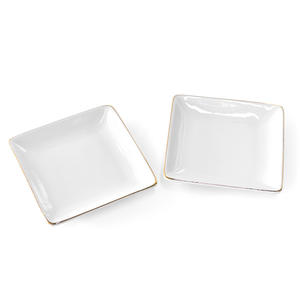 صينية مجوهرات سيراميك دائرية فاخرة بحواف ذهبية مطبوعة بشعار مخصص، طبق للخواتم والقلائد - Product Image 2