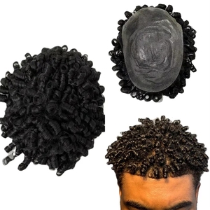 Peluca de Cabello Humano Remy Afro Rizado Africano de 15 mm <span class=keywords><strong>para</strong></span> Hombre, <span class=keywords><strong>con</strong></span> Base de PU de Piel Delgada, <span class=keywords><strong>para</strong></span> Pegar - Product Image 1
